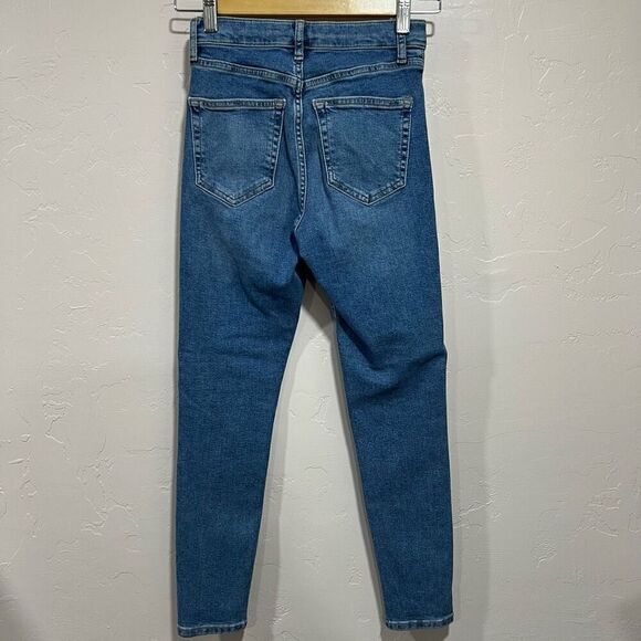 Topshop Jeans Womens 26 High Rise Skinny Jamie Beaded Side Stripe Stretch Denim - Picture 6 of 10